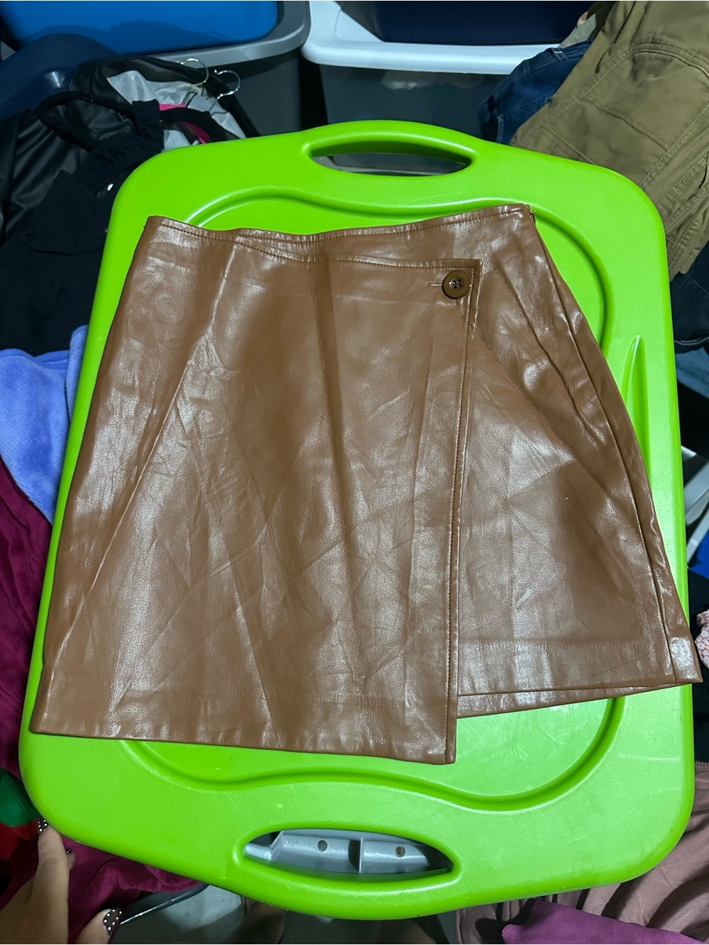 Brown leather skirt